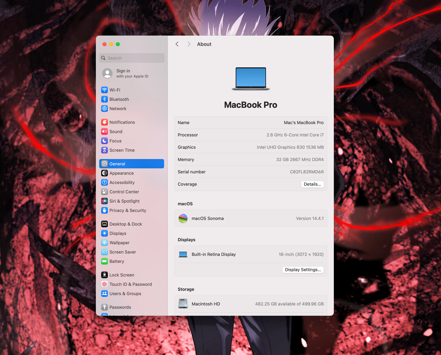 MacBook Pro 16" 2019 / Core i7 / 32 RAM / 500SSD