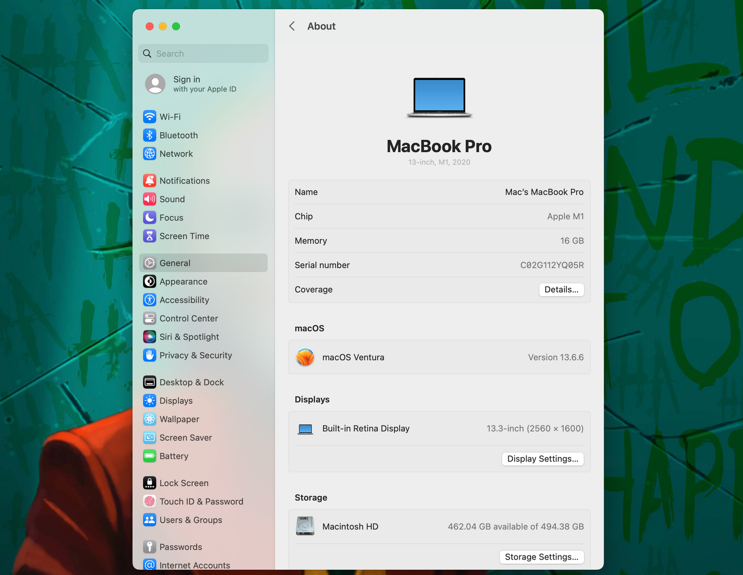 Macbook Pro 13" 2020 / M1 / 16RAM / 500SSD
