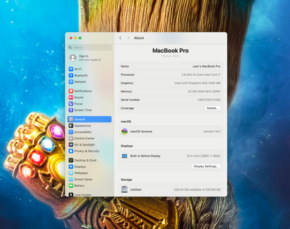 Macbook pro 15" 2019 / Core i7 / 32RAM / 250SSD