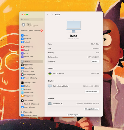 iMac 24" 2021 / M1 / 8RAM / 250SSD